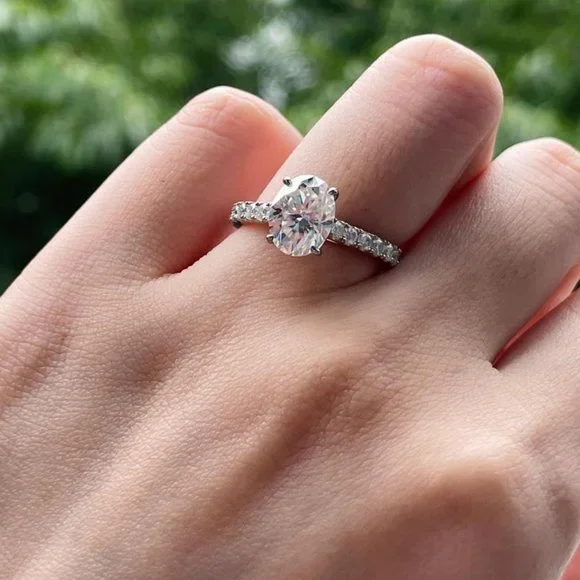 Certified 2.48ct. t.w. Moissanite Diamond Oval Engagement Ring NEW - Picture 9 of 16